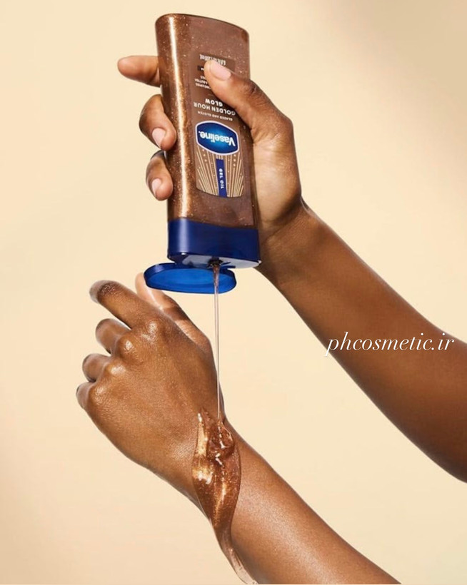 روغن بدن شیمری شکلاتی وازلین shimmering Cocoa Radiant body oil Vaseline