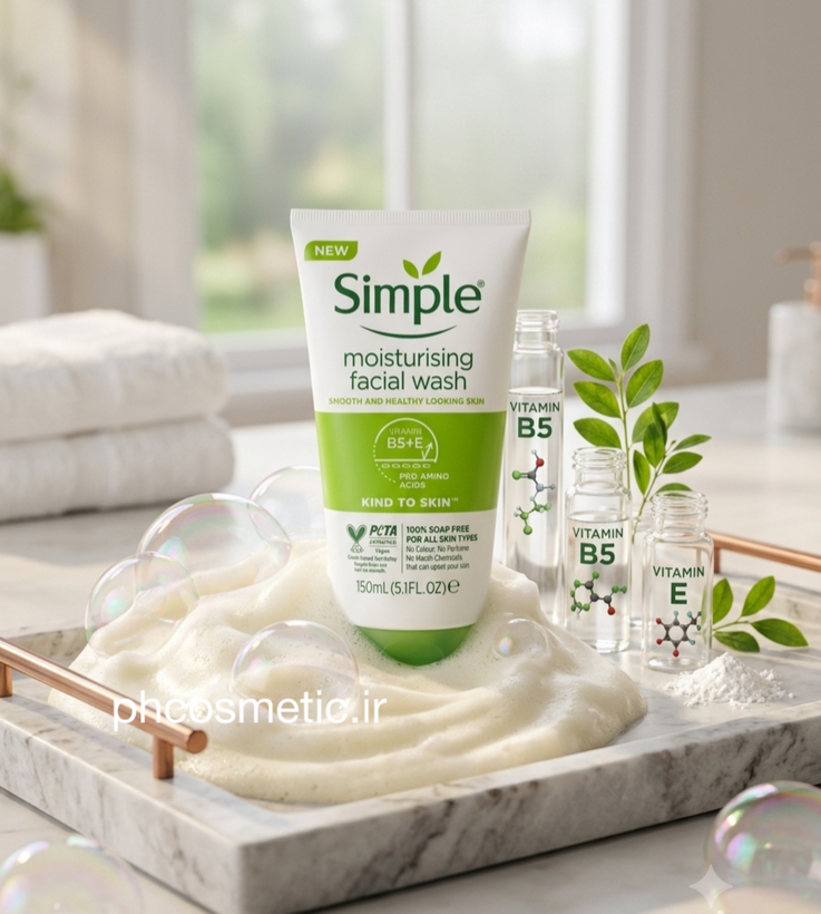 فیس واش ژل شستشوی صورت مرطوب کننده سبز سیمپل Simple Kind to Skin Moisturising Facial Wash